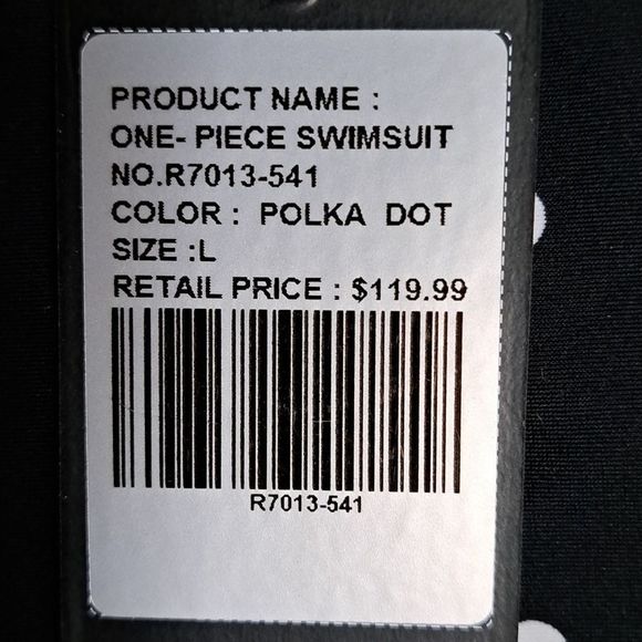 Relleciga Tummy Control Ruched Swimwear Polkadot Black Large - Picture 11 of 12